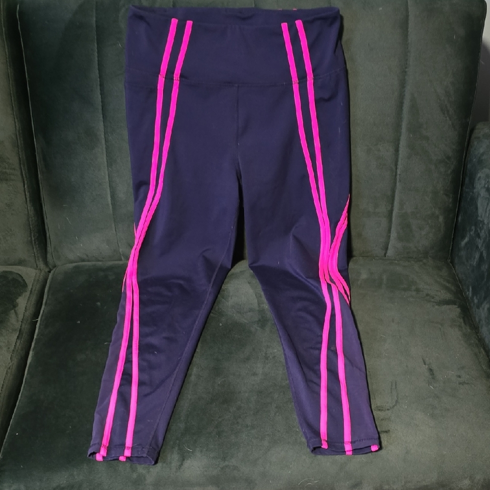Lilly Pulitzer Dark Blue Leggings with Vibrant Pink Stripes